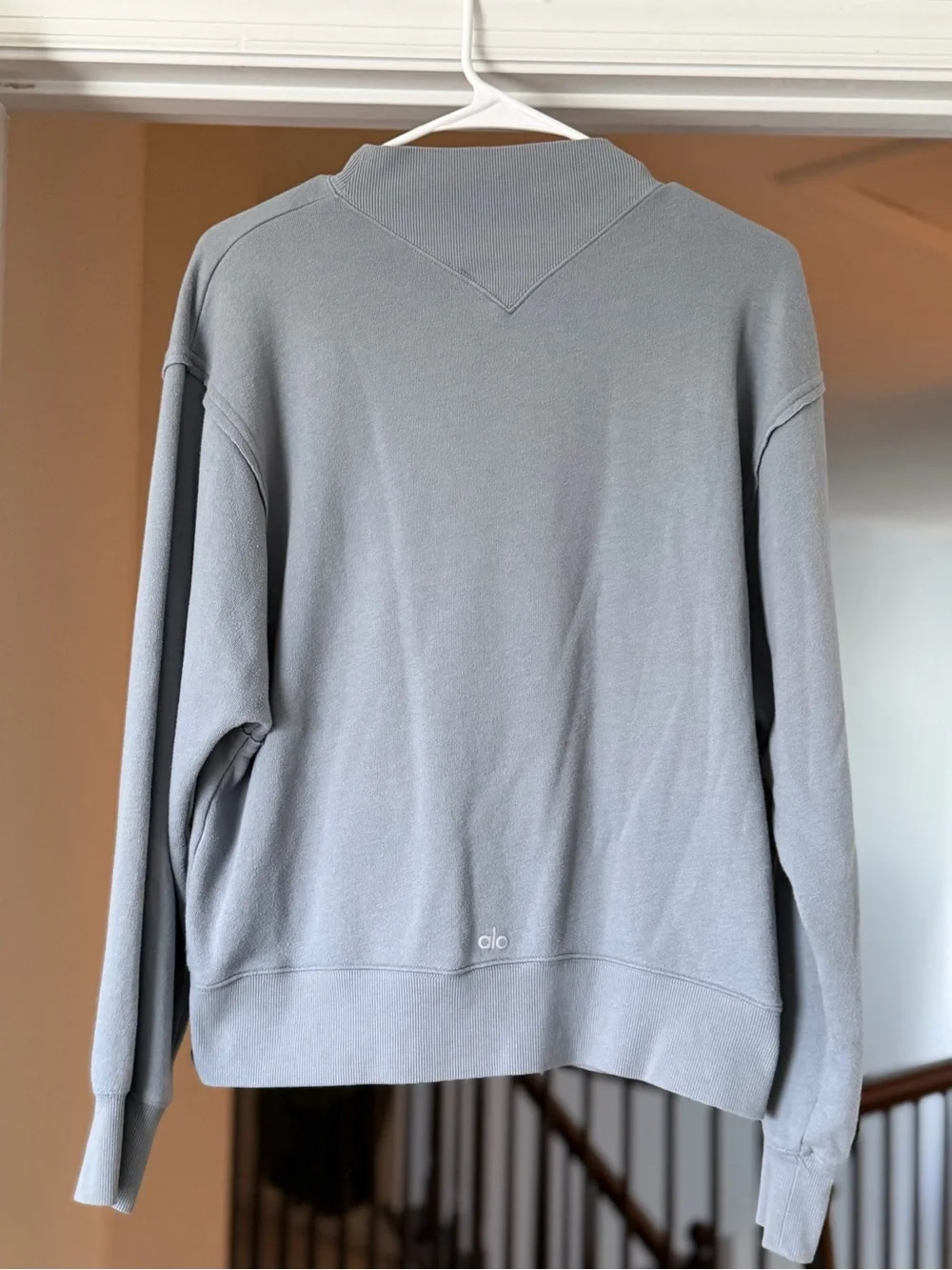 Alo Yoga Freestyle Mock Neck Sweatshirt Blue Gray Size Small